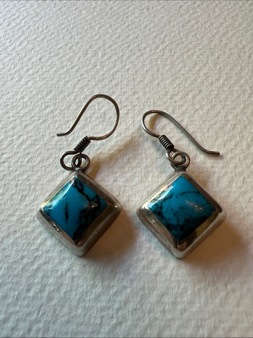 Vintage Mexico Sterling Silver Turquoise Drop Earrings